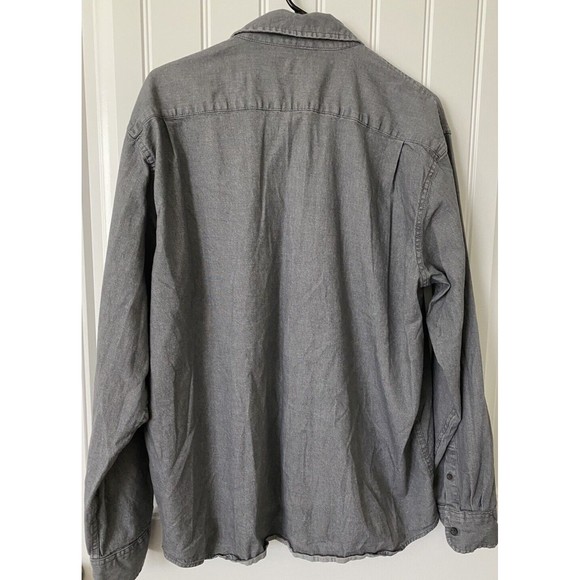 Wrangler Flex Gray Denim Chambray Shirt Mens Size XL Button‎ Western Long Sleeve - Picture 2 of 12